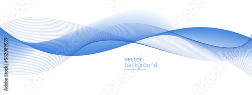 Flowing blue curve shape with soft gradient vector abstract background, relaxing and tranquil art, can illustrate health medical or sound of music.