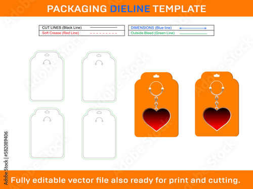 Keychain Locket Card, Dieline Template