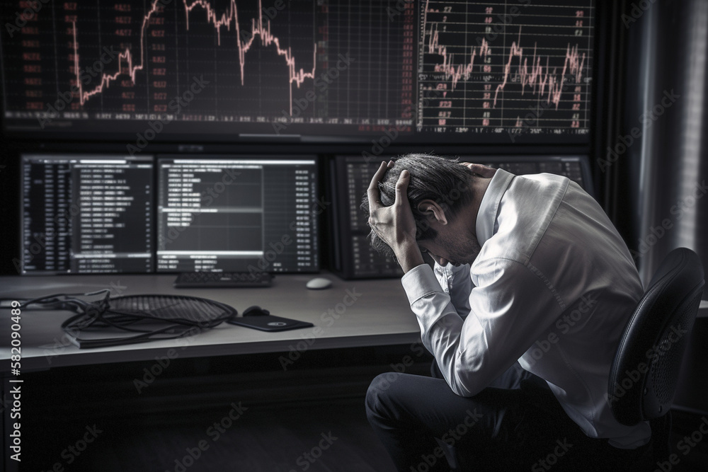 Economic Recession Concept with Stock market Crash and pain in the markets.Ai generated ( not real humans) Economic Recession Concept with Stock market Crash and pain in the markets.Ai generated ( not real humans)