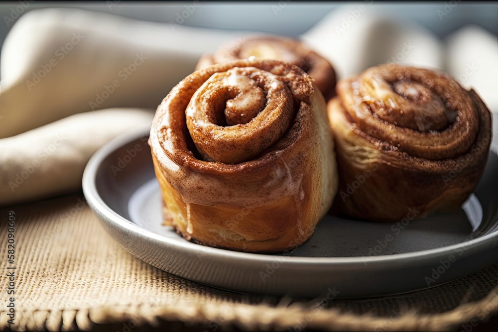 Heavenly Cinnamon Roll, Featuring Beige and Golden Brown Hues, a Delightful Comfort Food, created with Generative AI technology