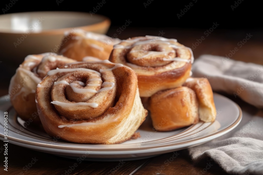 Heavenly Cinnamon Roll, Featuring Beige and Golden Brown Hues, a Delightful Comfort Food, created with Generative AI technology Heavenly Cinnamon Roll, Featuring Beige and Golden Brown Hues, a Delightful Comfort Food, created with Generative AI technology