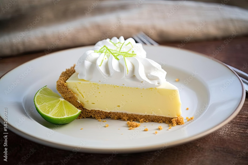 Tangy Key Lime Pie, Featuring Green and Creamy Tones, a Refreshing