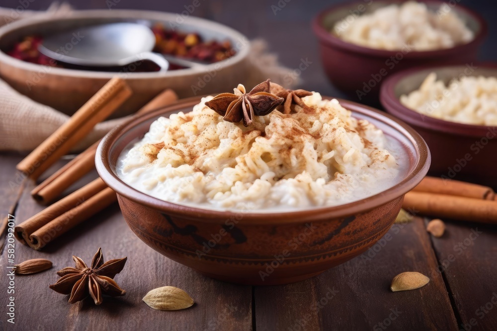 Comforting Rice Pudding, created with Generative AI technology Comforting Rice Pudding, created with Generative AI technology