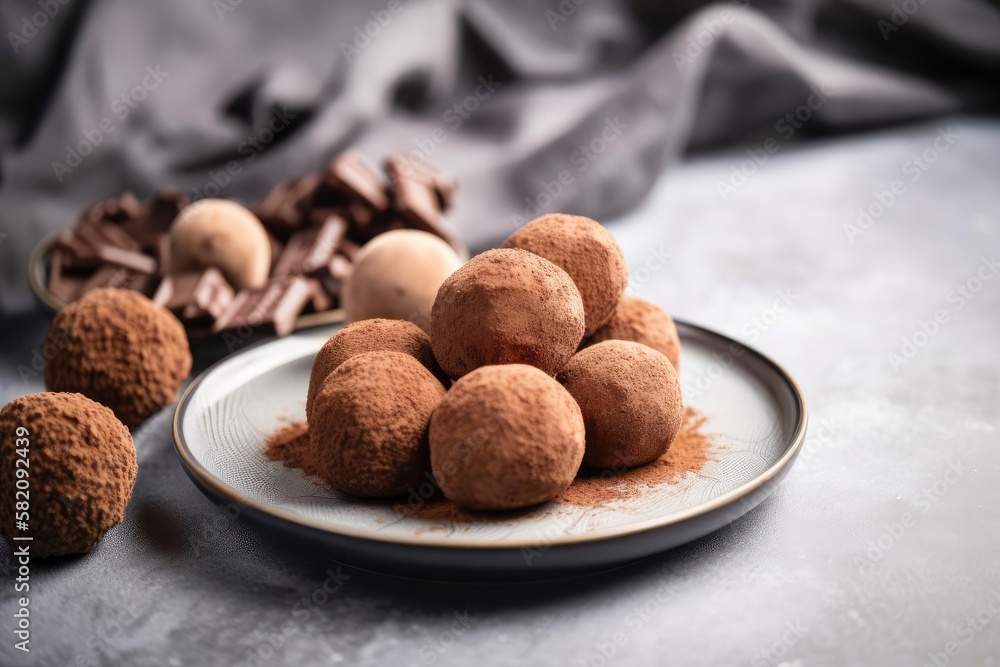 Luxurious Chocolate Truffles, created with Generative AI technology Luxurious Chocolate Truffles, created with Generative AI technology