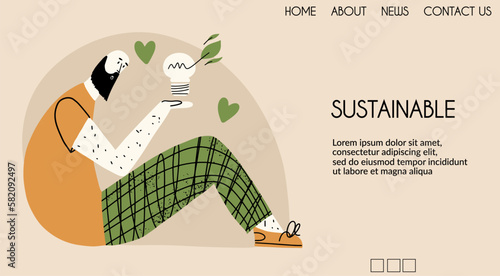 Sustainable environment banner. ESG concept. Vector illustration