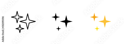 Rating of three stars, which may represent an average or moderate level of satisfaction or approval. Vector set of icons in line, black and colorful styles isolated.