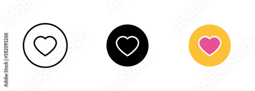 A red heart-shaped target with crosshairs centered on it, representing the focus and precision required when aiming for the heart. Vector set of icons in line, black and colorful styles isolated.