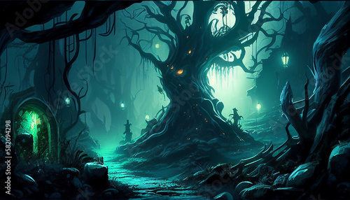 Dark fantasy forest - generative ai