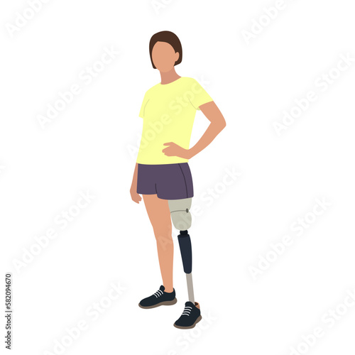 A woman and a prosthetic leg. A person with disabilities. 