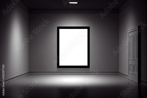 Blank picture frame in the empty room. Mockup  AI Generative