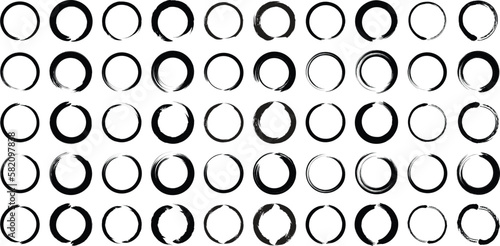 Grunge Circle Line black abstract shape 50 Set