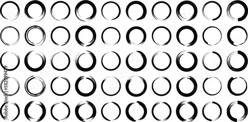 Grunge Circle Line black abstract shape 50 Set 