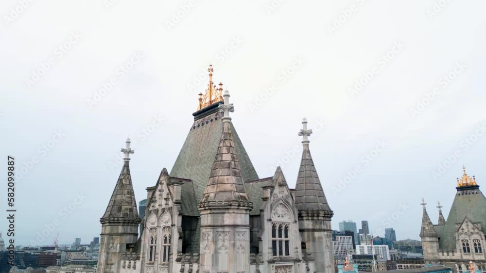 Vidéo Stock Dolly in pedestal up drone shot of the highest part of the