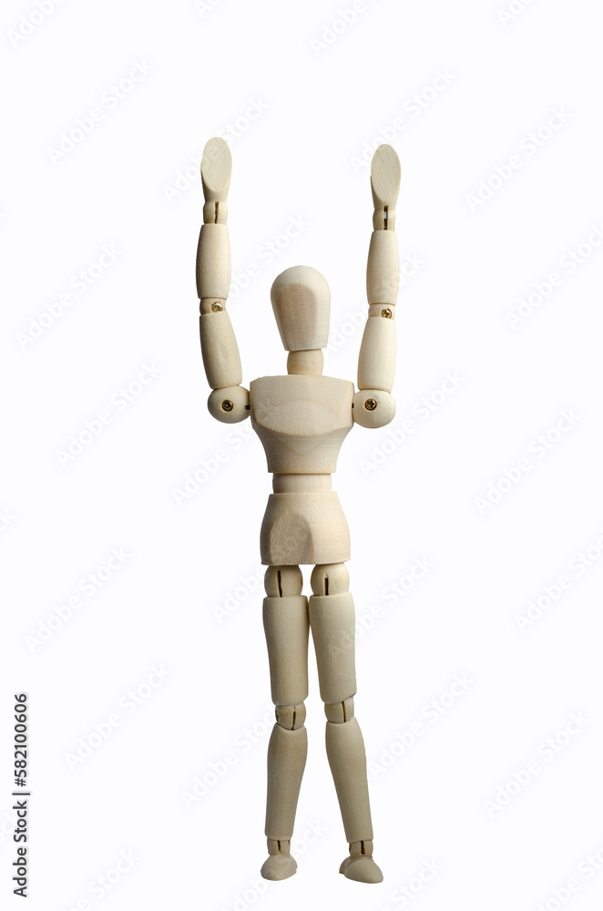 Figurine of a wooden man on a white background Figurine of a wooden man on a white background