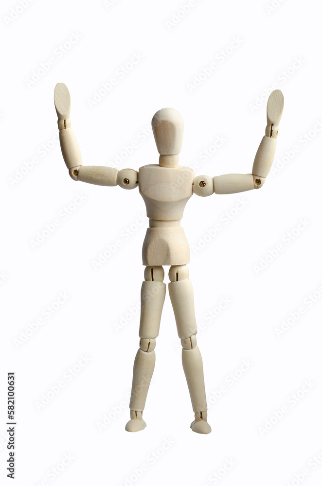 Figurine of a wooden man on a white background Figurine of a wooden man on a white background