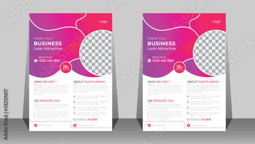 Corporate Business flyer template vector design with organic shapes.