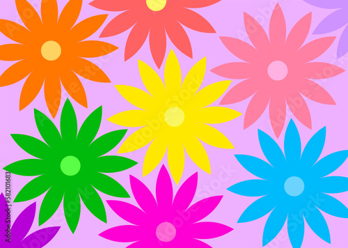 Illustration background of colored flowers  concept focused on spring.