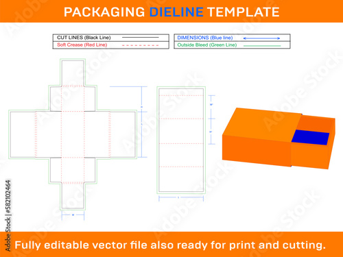 Slide Match Box, Dieline Template