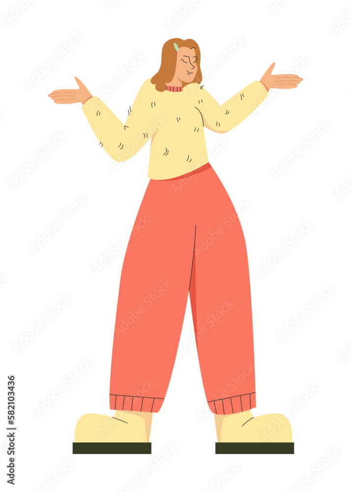 Beautiful model girl show clothes concept vector illustration