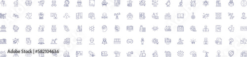 Laboratory line icons signs set. Design collection of Lab, Research, Test, Experiment, Experimentation, Analysis, Chemistry, Assay outline concept vector illustrations