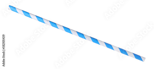 Light blue paper cocktail tube isolated on white