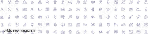 Career opportunities line icons signs set. Design collection of Opportunities, Career, Jobs, Professions, Employment, Advancement, Development, Aspirations outline concept vector illustrations