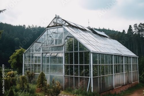 Greenhouse in the forest, Generative AI