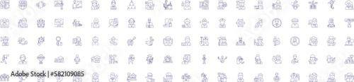 Career coaching line icons signs set. Design collection of Career, Coaching, Mentoring, Advice, Counseling, Goals, Development, Cover Letter outline concept vector illustrations