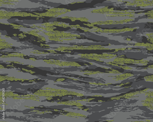 Urban night camouflage seamless pattern with tiger stripes. 