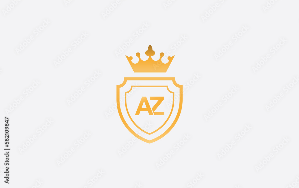AZ Crown and shield symbol icon. royal luxury shield monogram AZ Crown and shield symbol icon. royal luxury shield monogram