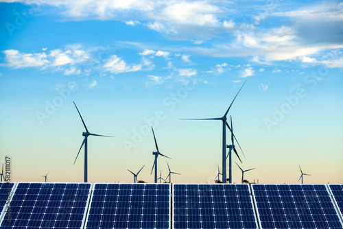 Solar photovoltaic panels and wind turbines