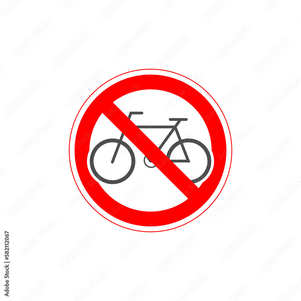No cycling road sign flat icon isolated on transparent background No cycling road sign flat icon isolated on transparent background