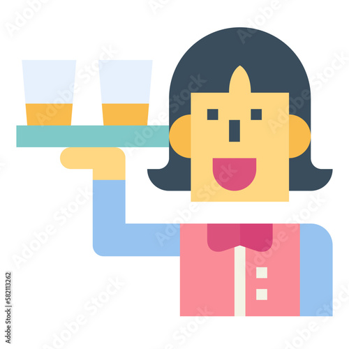 waitress flat icon style
