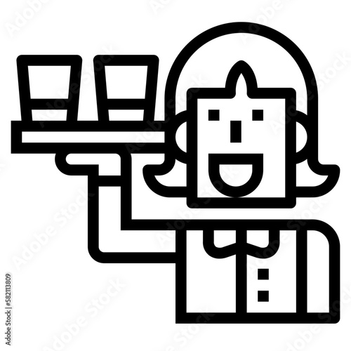 waitress line icon style