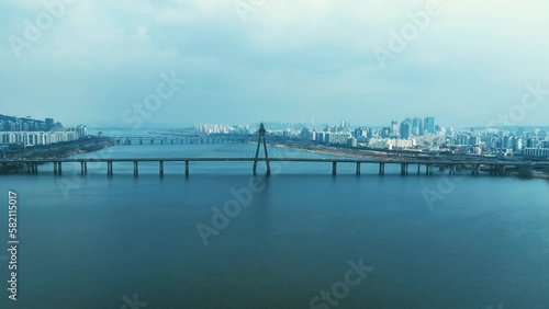 Wallpaper Mural Drone View of Seoul city in South Korea Torontodigital.ca