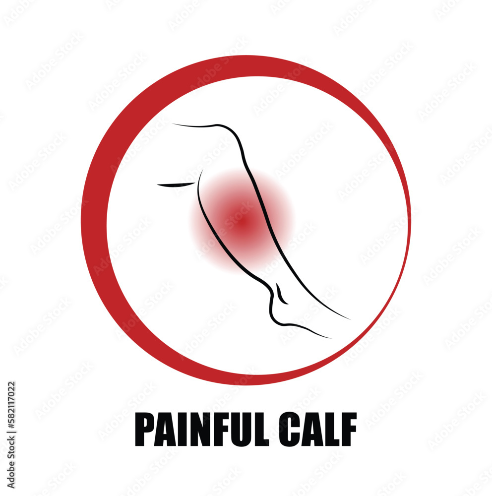 Obraz premium Painful calf icon, round icon vector