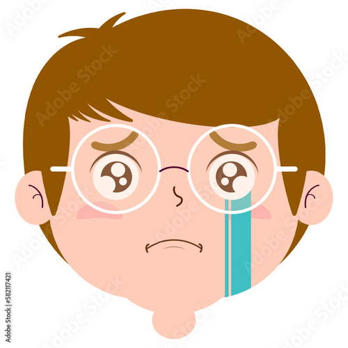 boy crying and scared face cartoon cute