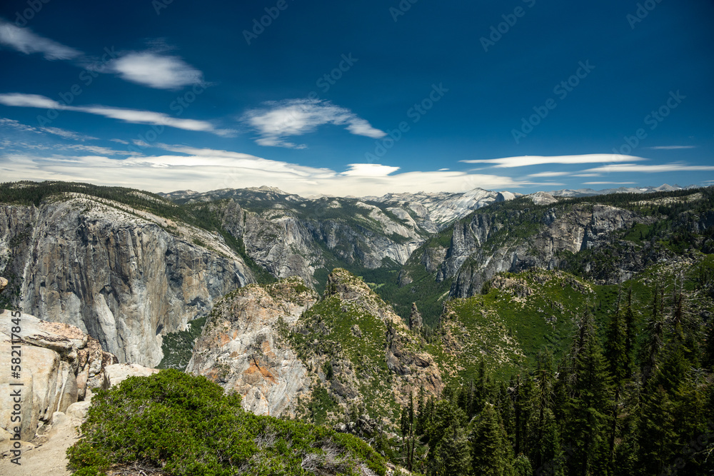El Cap and Cathedral Rocks Stand Above The Valley Below In Yosemite