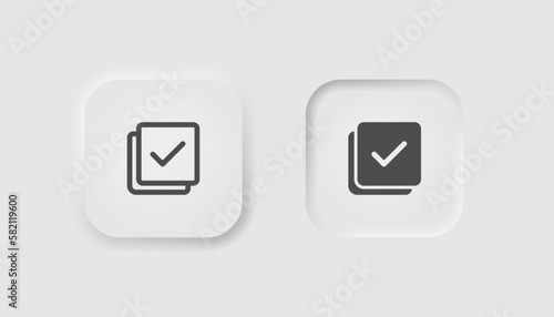 Free Download Copy icon with check mark in neumorphism style. Icons for business, white UI, UX. Share symbol. Copied file, information. Neumorphic style. Vector illustration. - GFXLoad