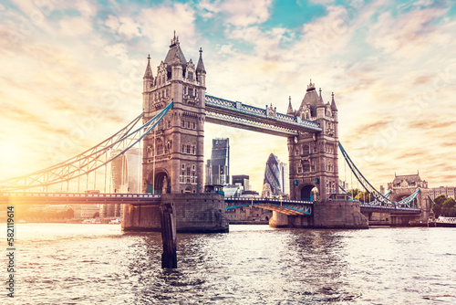 Tower Bridge in London  the UK at sunset.