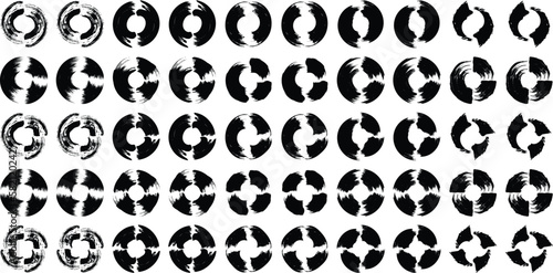 Grunge Circle Bold Line black abstract shape 50 Set 