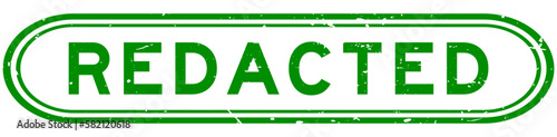 Grunge green redacted word rubber seal stamp on white background