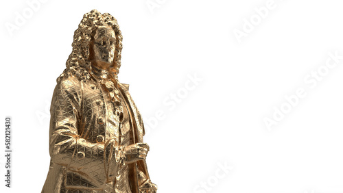 3d render bust gold isolated Golden male form with intricate details