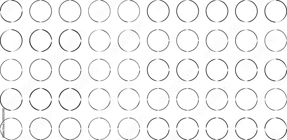 Grunge Circle Thin line black abstract shape 50 Set