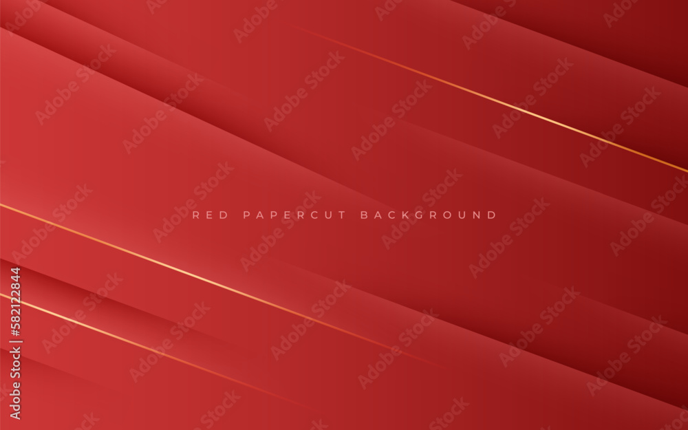 abstract red papercut diagonal stripe with gold line shadow and light background. eps10 vector abstract red papercut diagonal stripe with gold line shadow and light background. eps10 vector
