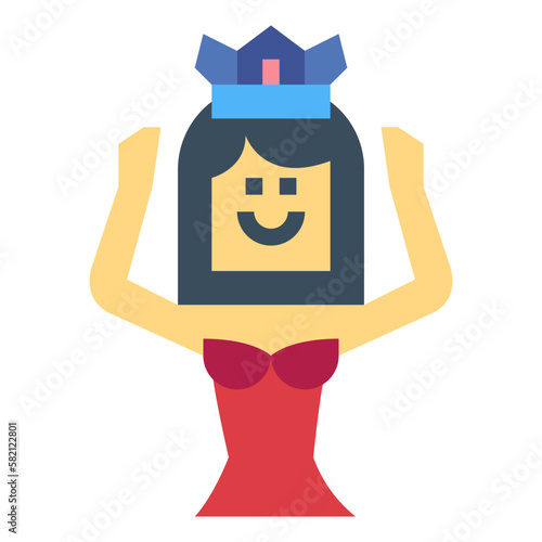 beauty pageant flat icon style