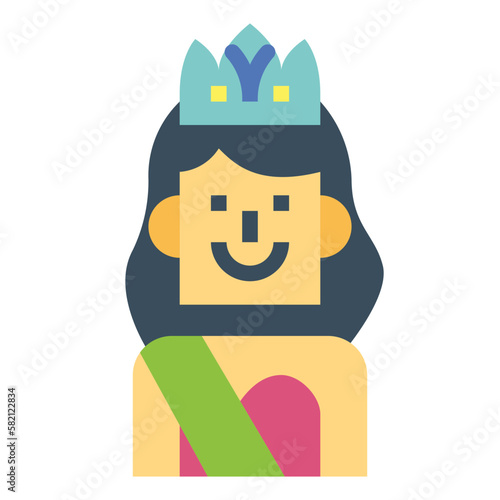 beauty pageant flat icon style