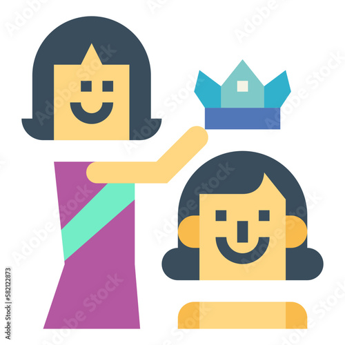 beauty pageant flat icon style