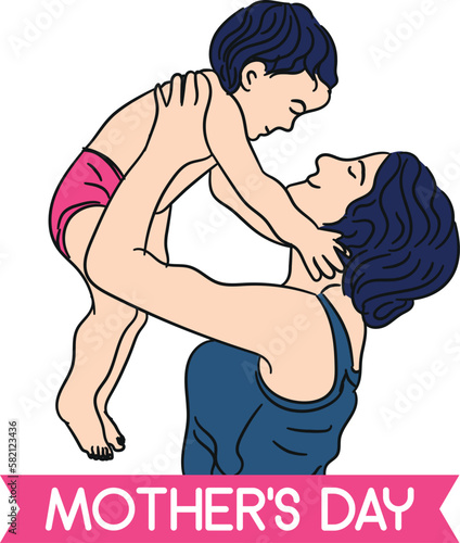 Mom and child love greeting card for happy mothers day