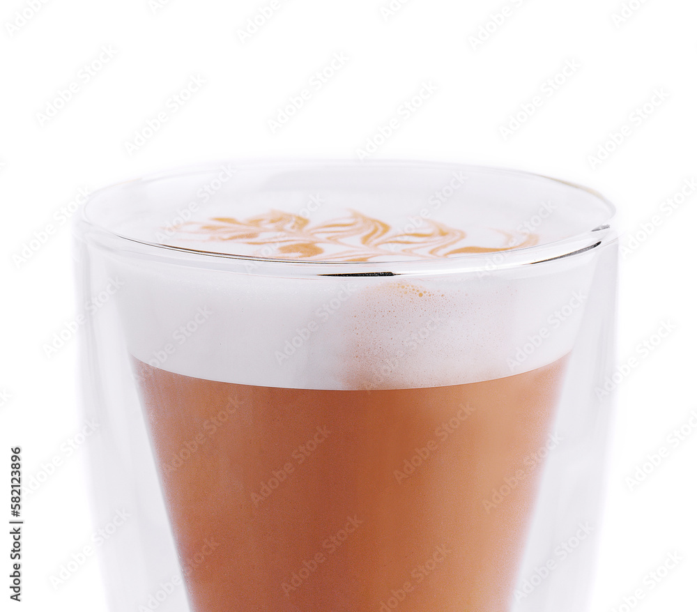 Glass of coffee macchiato with cream foam Glass of coffee macchiato with cream foam